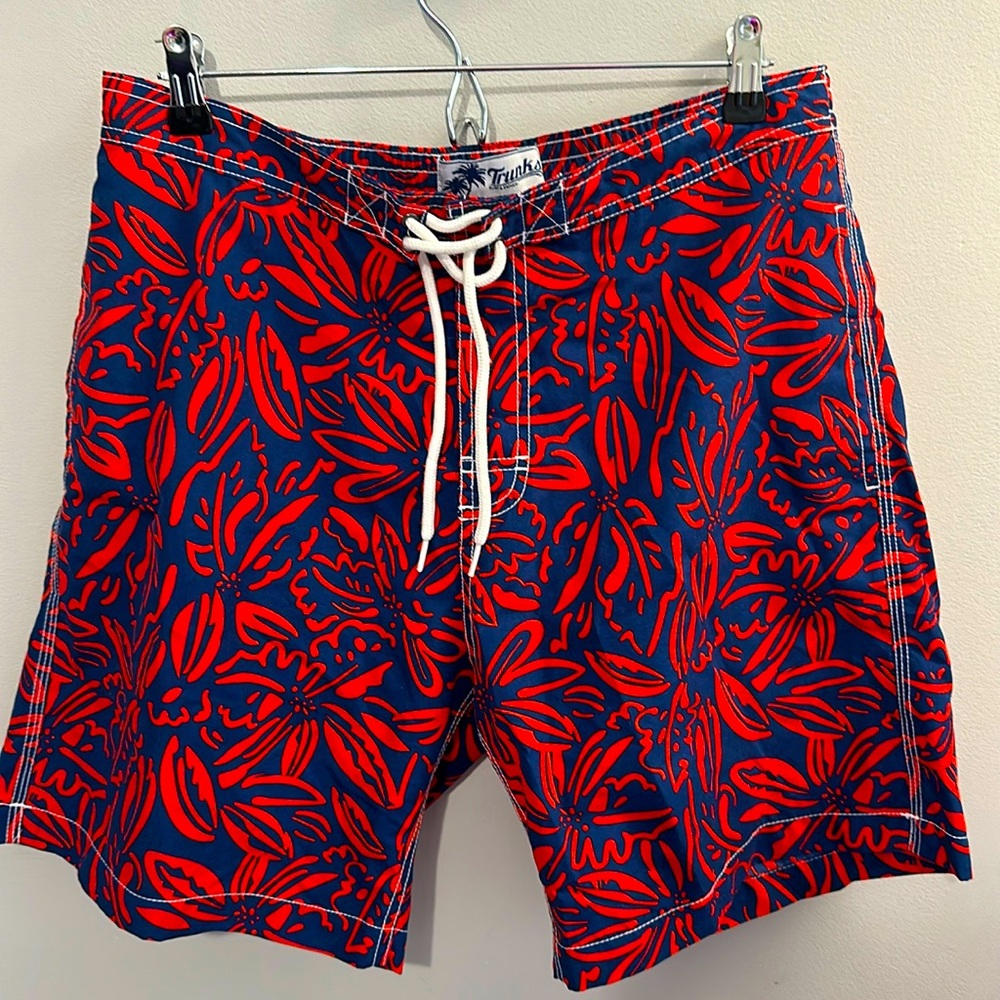 Trunks Surf & Swim boardshorts mens L‎ lined vacation tropical beach trunks